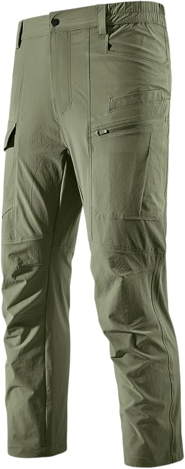 ADHOWBEW Mens Pants Lightweight Stretch Waist Stretch Hiking Tactical Summer Big and Tall Trousers
