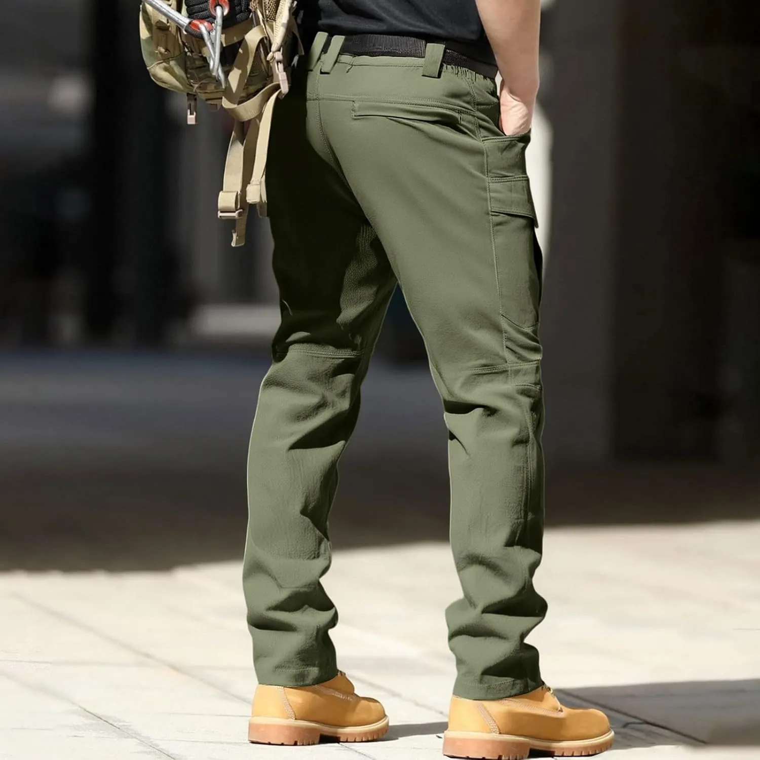 ADHOWBEW Mens Pants Lightweight Stretch Waist Stretch Hiking Tactical Summer Big and Tall Trousers