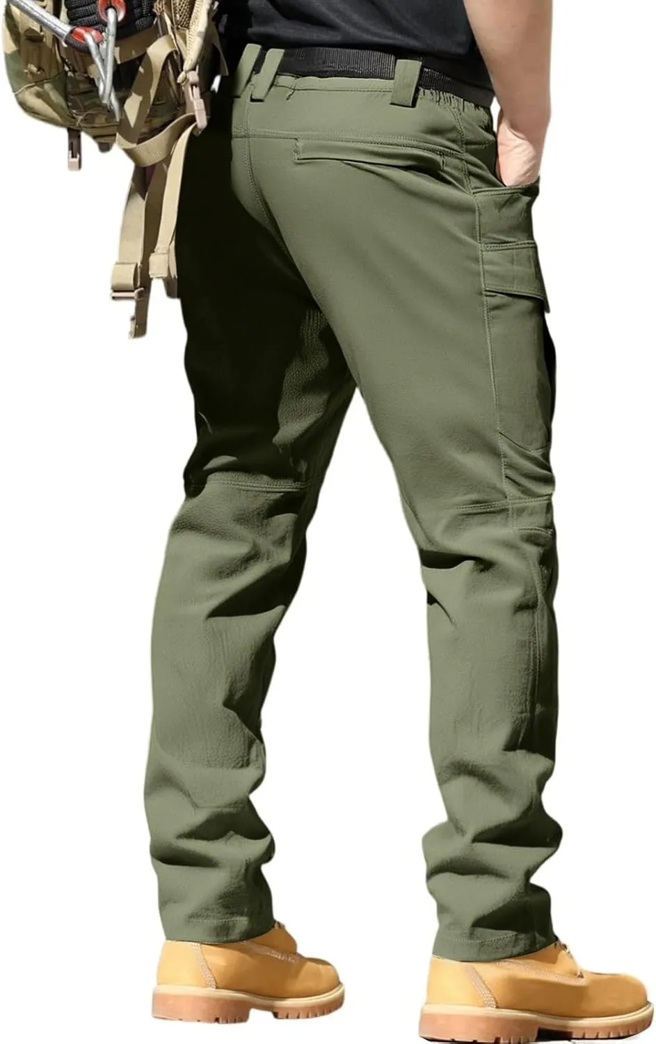 ADHOWBEW Mens Pants Lightweight Stretch Waist Stretch Hiking Tactical Summer Big and Tall Trousers