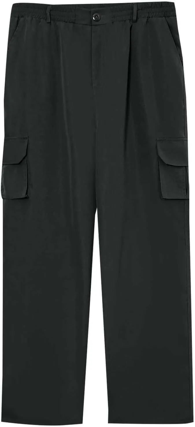 ADHOWBEW Tactical Pants Men Elastic Waist Pockets Relaxed Fit Work Construction Big and Tall Joggers