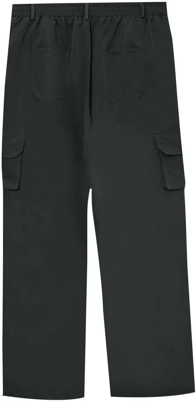 ADHOWBEW Tactical Pants Men Elastic Waist Pockets Relaxed Fit Work Construction Big and Tall Joggers