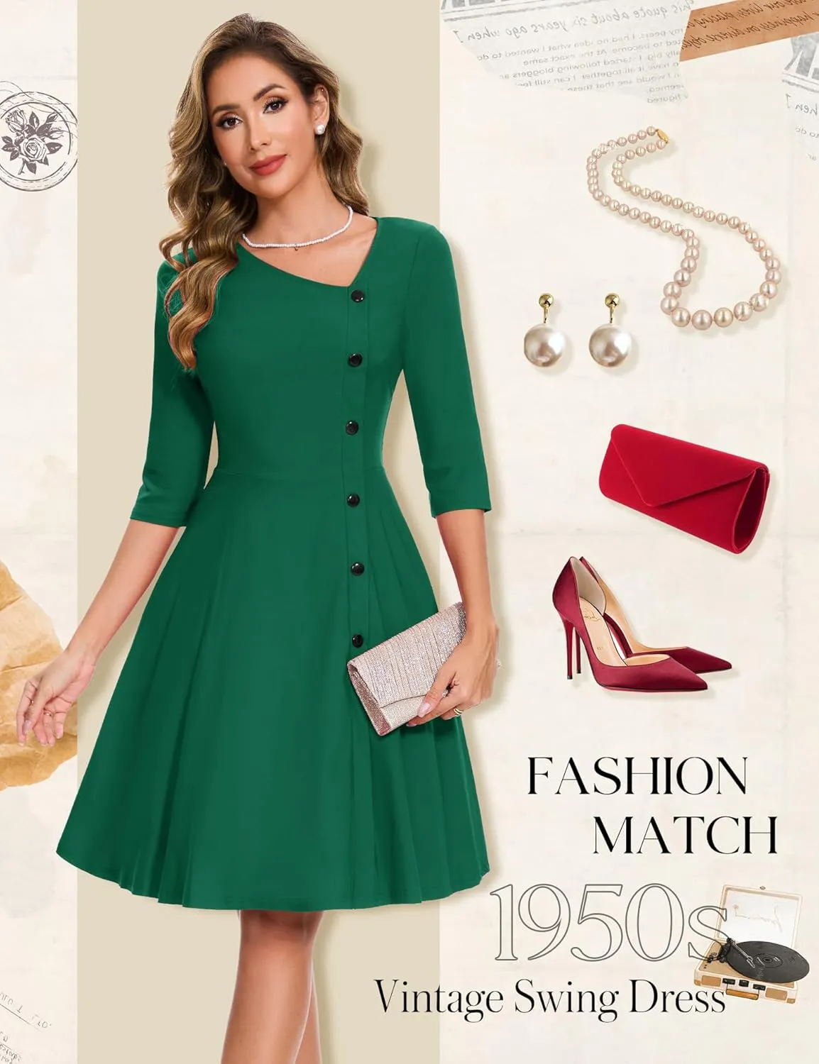 Aupuls Summer Asymmetrical Neckline Church Dresses for Women 2025 Wedding Guest Work A Line Vintage Cocktail Graduation Dress