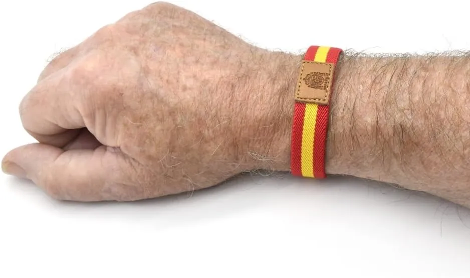 BDM - Pulsera elstica de la Bandera de Espaa con Cuero Nautica