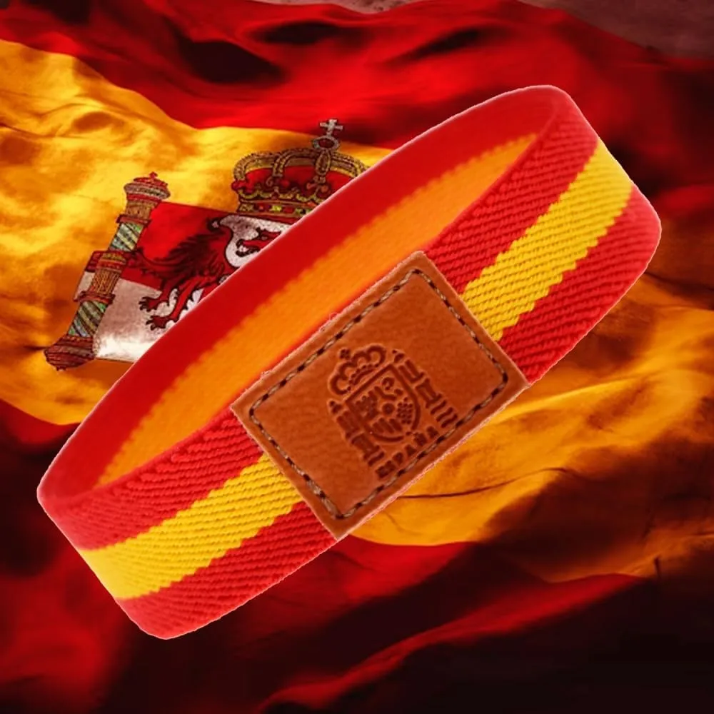 BDM - Pulsera elstica de la Bandera de Espaa con Cuero Nautica