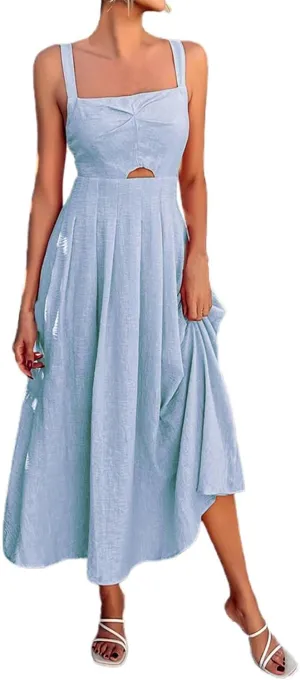 Boho Dresses for Women 2025 Plus Size Sleeveless Sundress Casual Loose Plain Long Dresses Summer Vacation Maxi Dress