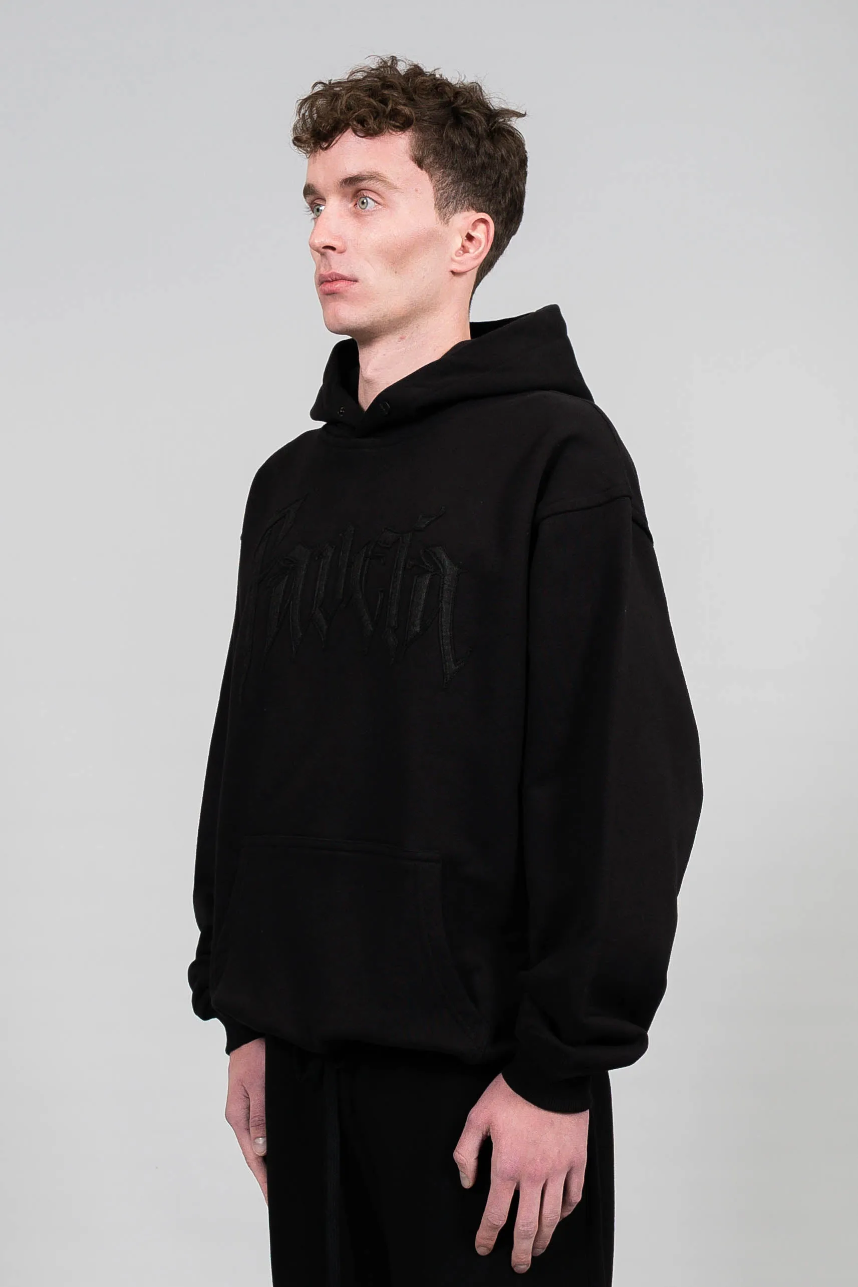 BOLT FLEECE BLACK SNAP BUTTON HOODIE