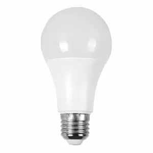 Bombillo LED A19 15W 3000K Luz Cálida - Chip SMD 5730, Rosca E27, 1500 Lumens, 70X132mm. Acabado Blanco. Foco.