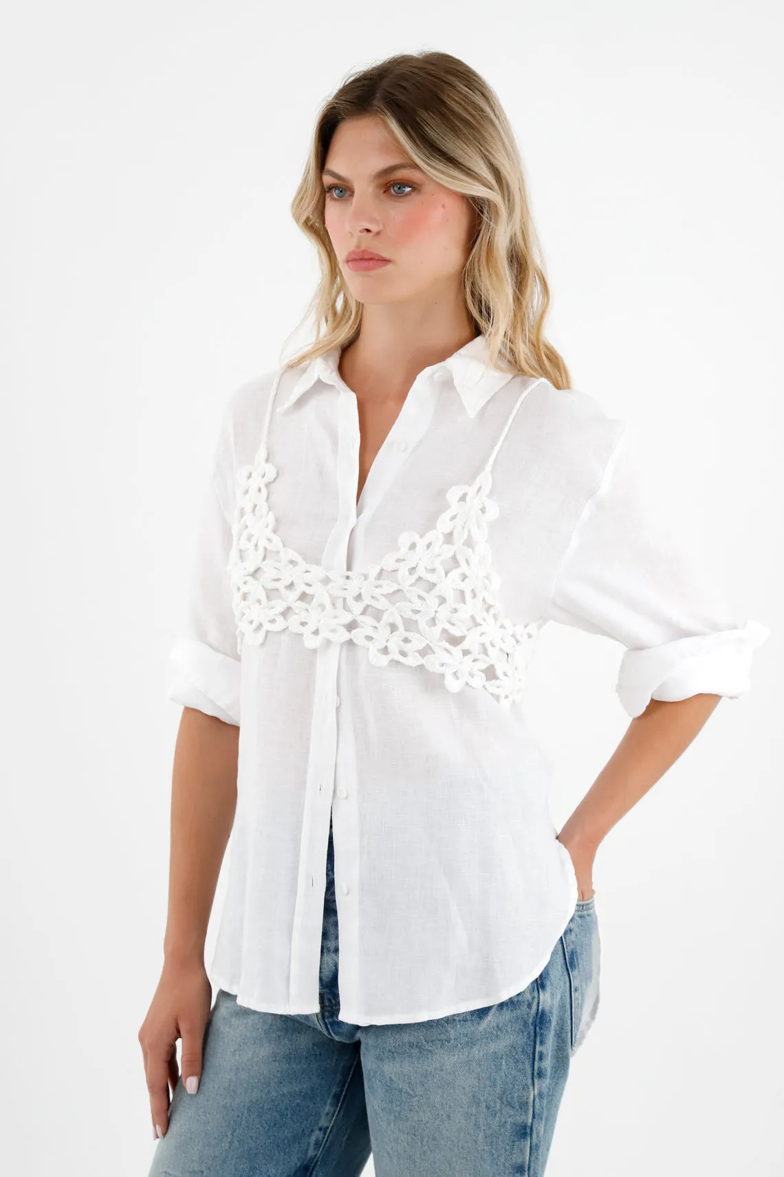 Camisa tipo crop blanca para mujer