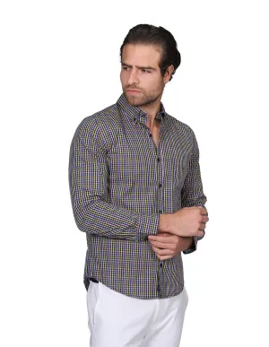 Camisas Para Hombre Manga Larga Cuadros Regular Fit Rosa B21207