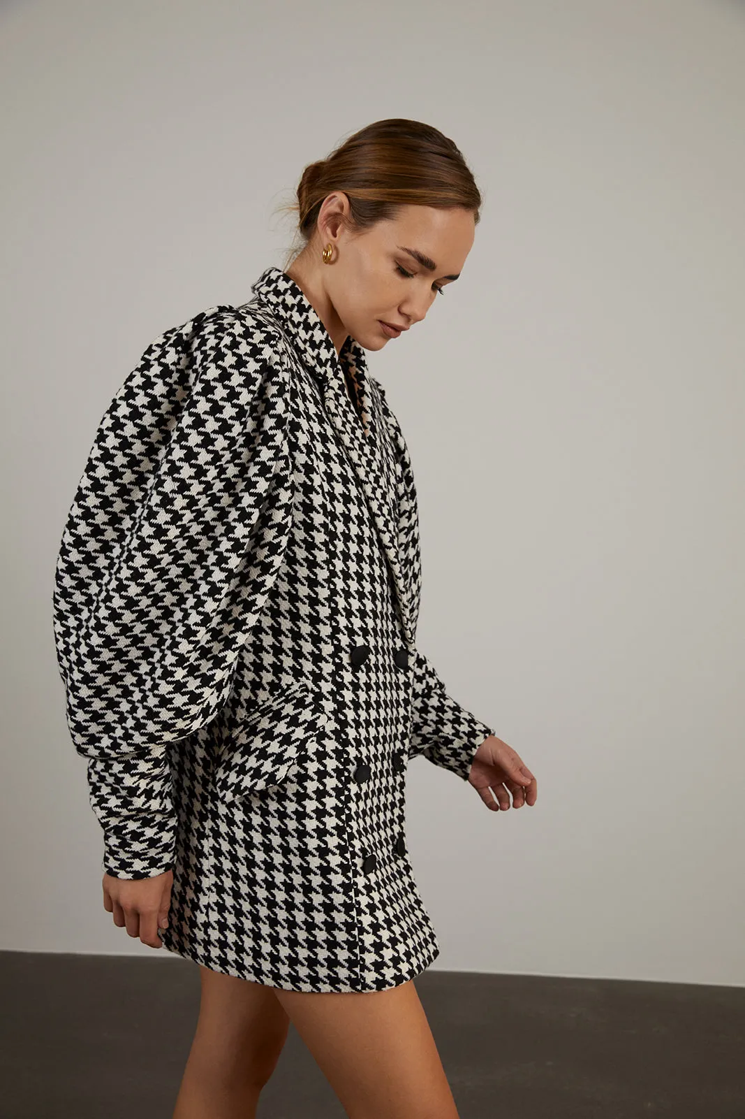 CASACO TWEED PIED-DE-POULE OVERSIZED