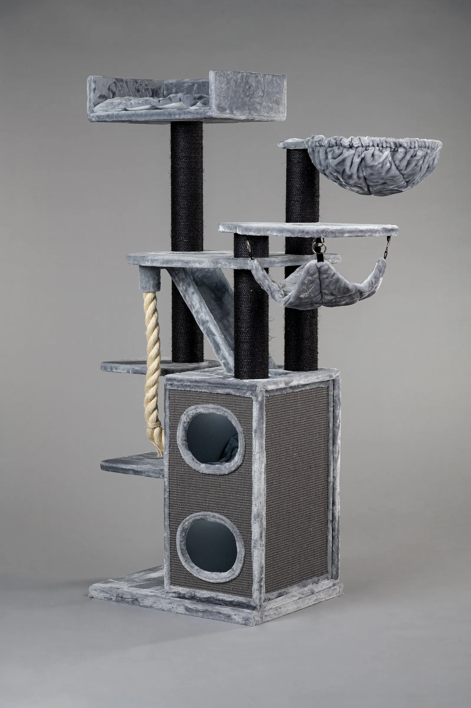 Cat Penthouse Crown Blackline Gris Claro