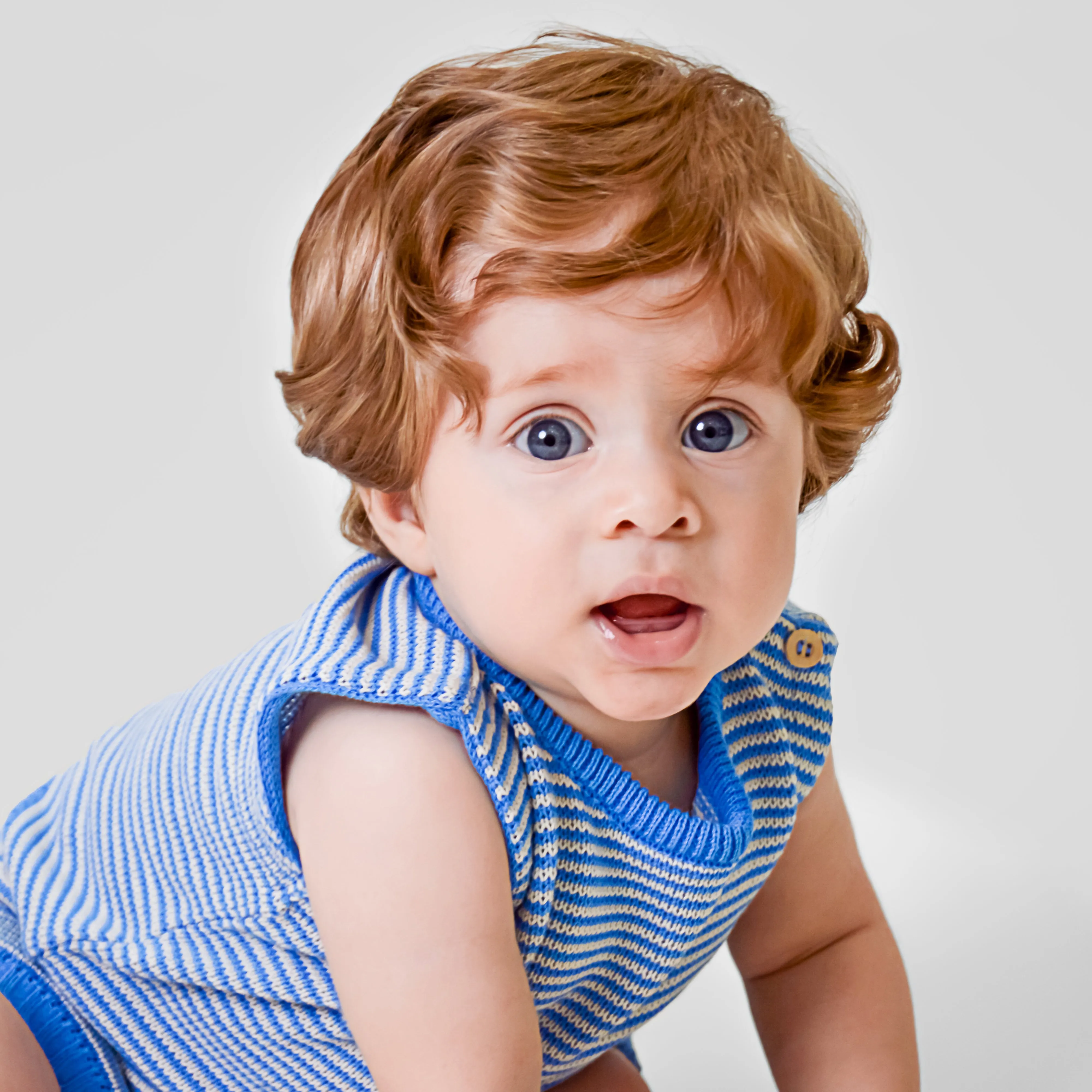 Conjunto em Tricot Comfort - Listrado Azul e Branco Unissex, Bebê e Infantil