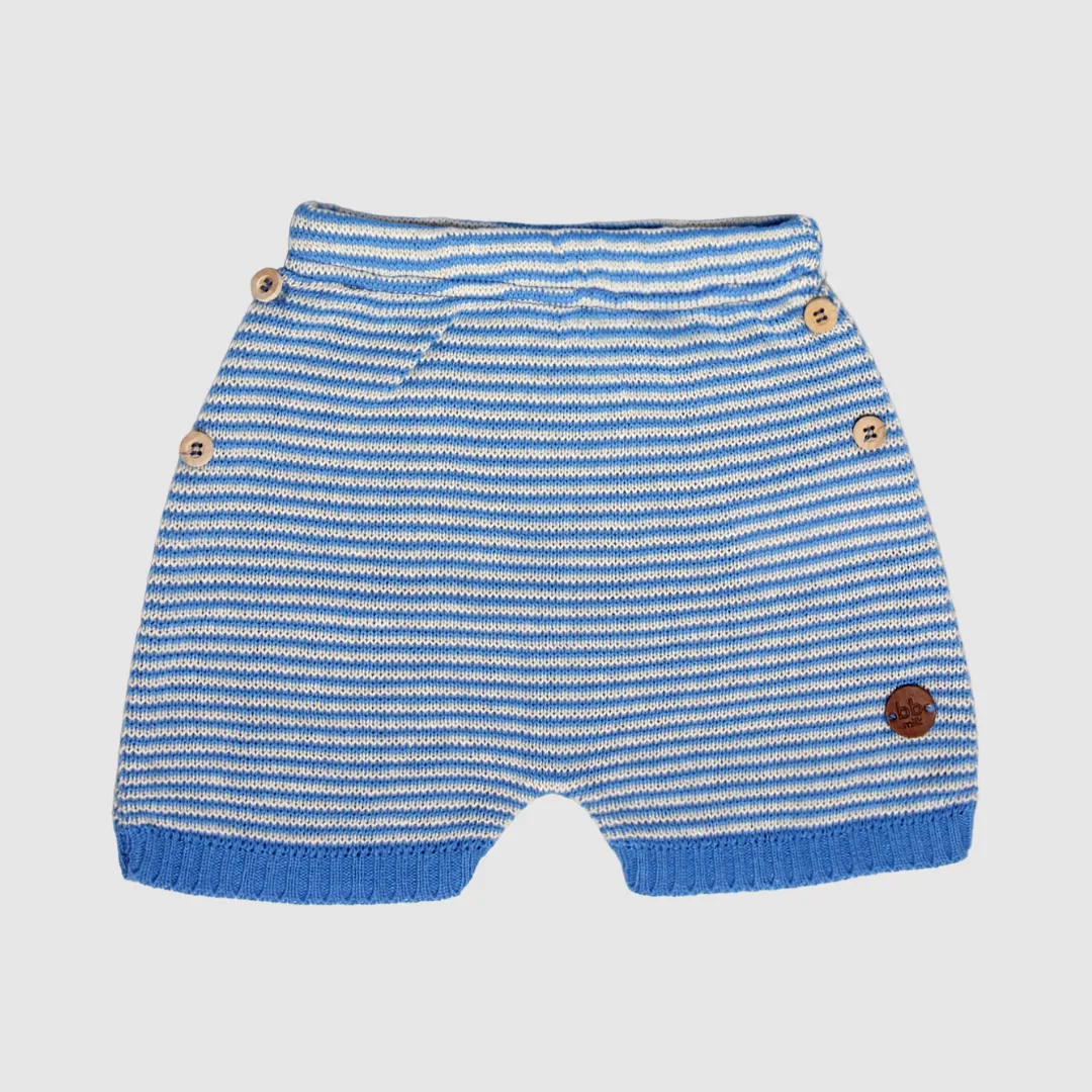 Conjunto em Tricot Comfort - Listrado Azul e Branco Unissex, Bebê e Infantil