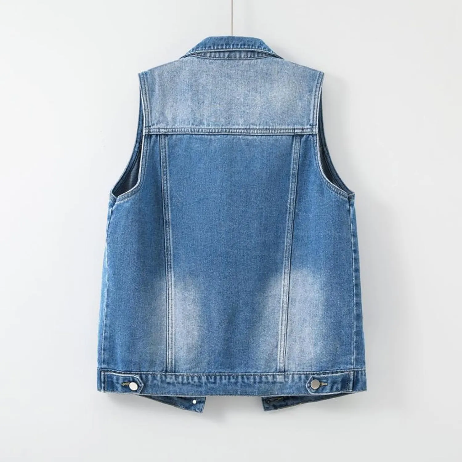 Denim Jacket for Women Plus Size Fashion 2024 Sleeveless Jean Vest Trendy Casual V Neck Button Down Jean Jacket Coat