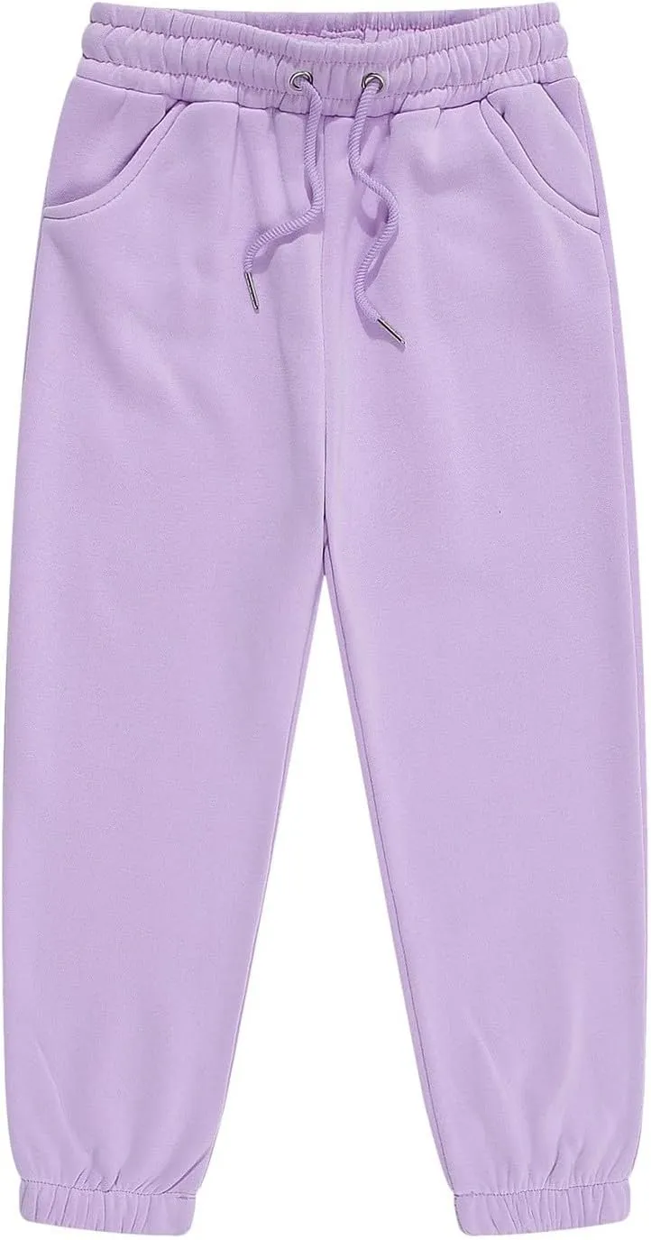 Kids Baggy Sweatpants Boys Girls Teen Wide Leg Baggy Pants Elastic Waist Solid Color Drawstring Trousers with Pockets