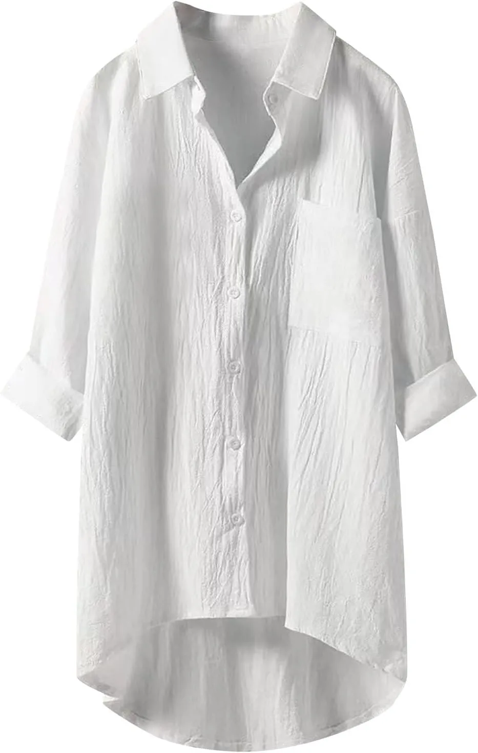 Linen Shirts for Women Plus Size Long Sleeve Tops V Neck Button Downs Blouses Casual Loose Fit Clothes