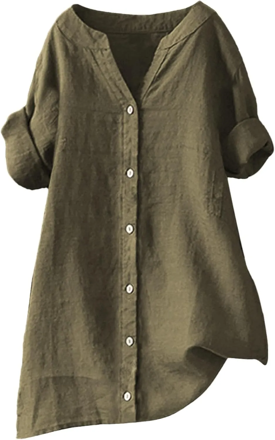 Linen Shirts for Women Summer Boho Short Tops Elbow Sleeve Button Dress Shirt Plus Size Casual Vneck Loose Work Shirt