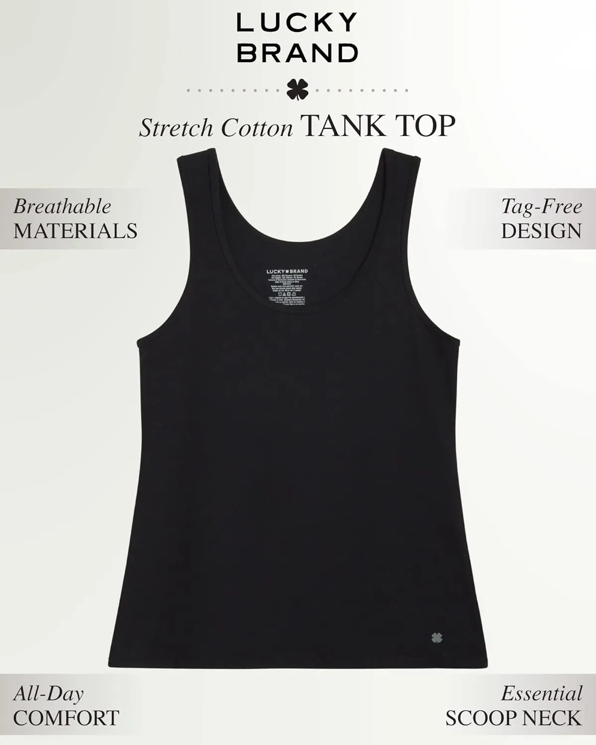 Lucky Brand Women's Tank Top - 4 Pack Stretch Cotton Scoop Neck Sleeveless T-Shirt, Camiseta sin Mangas para Mujer