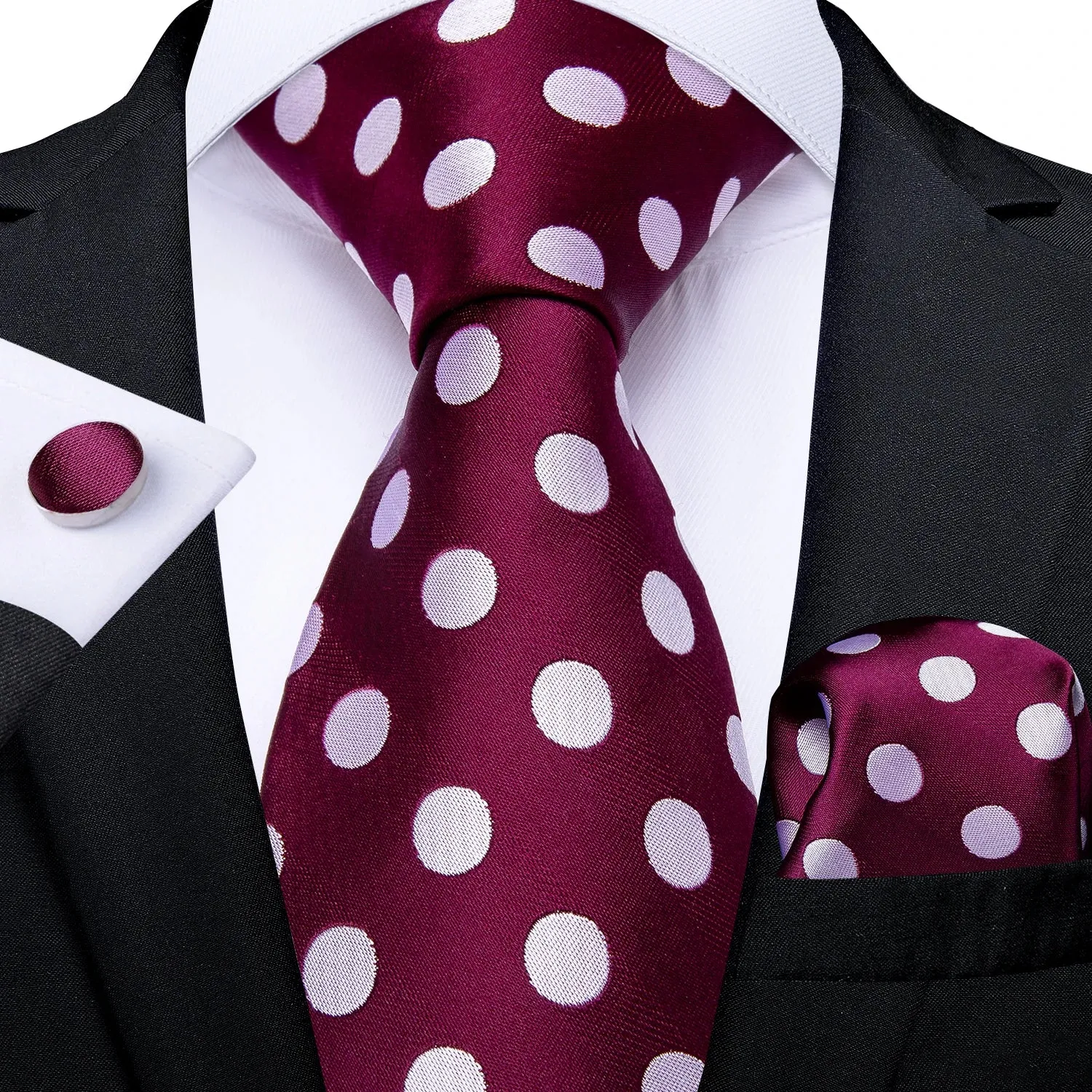Luxury Red Plaid Silk Tie Set for Men | Business & Wedding Accessories with Handkerchief & Cufflinks | DiBanGu Designer Collection