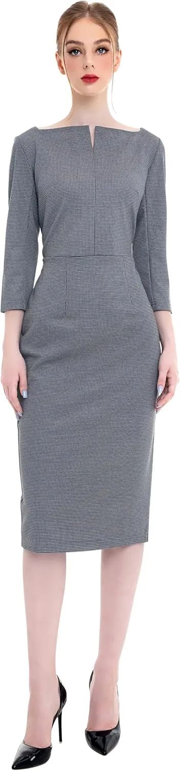 Marycrafts Women's Work Office Business Square Neck Sheath Midi Dress