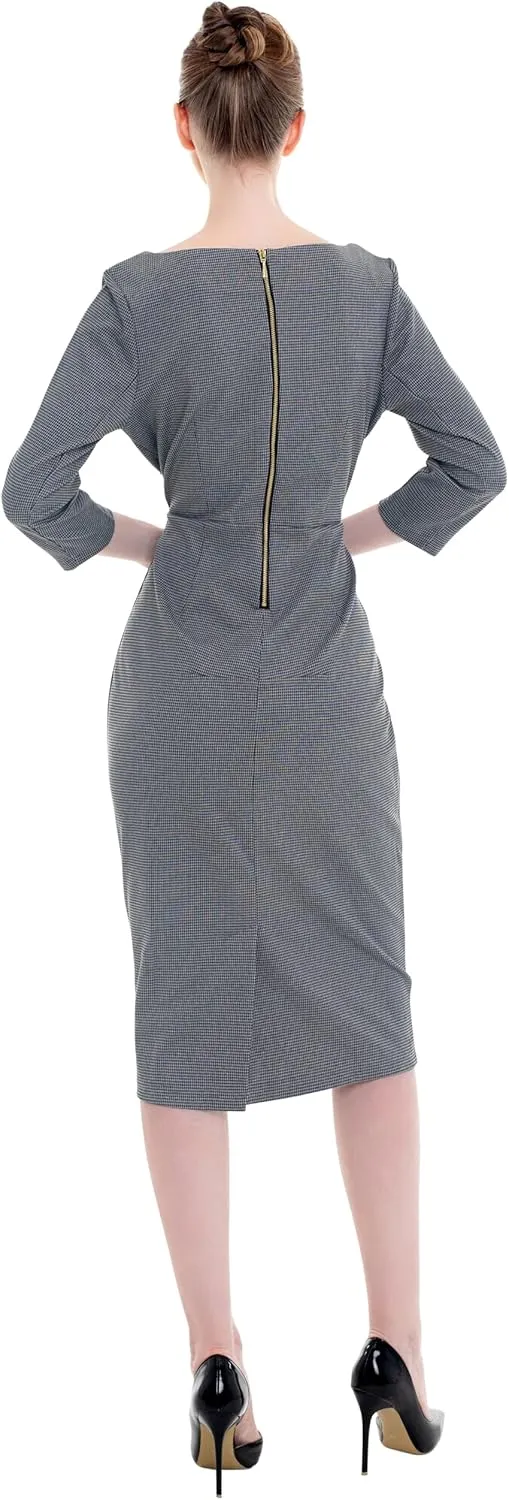 Marycrafts Women's Work Office Business Square Neck Sheath Midi Dress