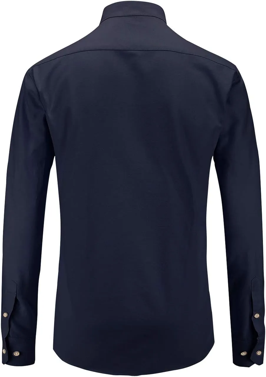 Men Banded Collar Shirts Oxford Mandarin Collar Shirts Camisa sin Cuello para Hombre