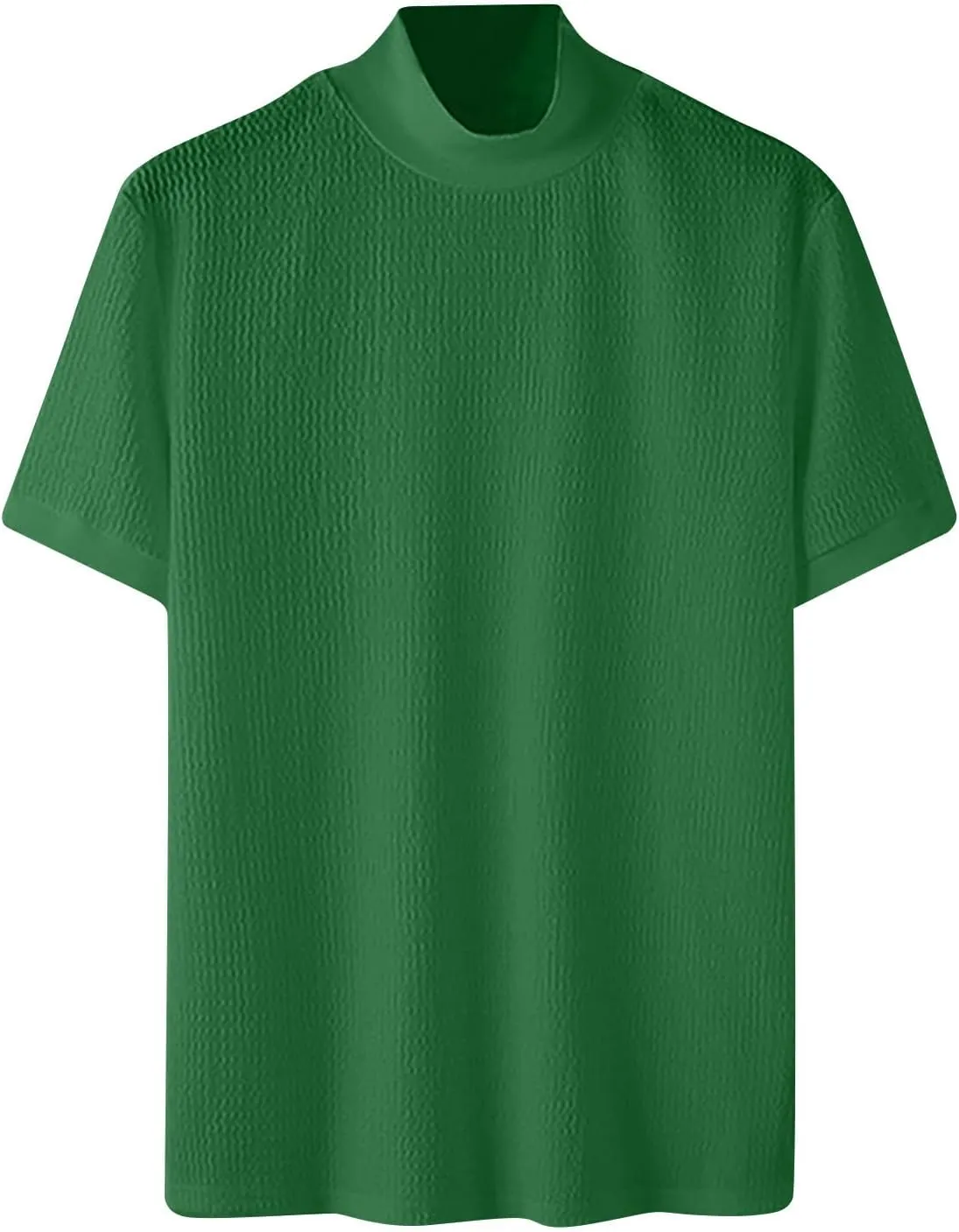Men Mock Turtleneck Tshirt Ribbed High Collar Short Sleeve Pullover Tops Spring Summer Basic Fitted Muscle Undershirt