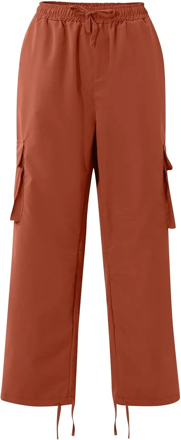 Mencomfy Cargo Pants Lightweight Outdoor Hiking Tactical Pants Palcomfy Elastic Waist Wide Leg Joggers with Pockets