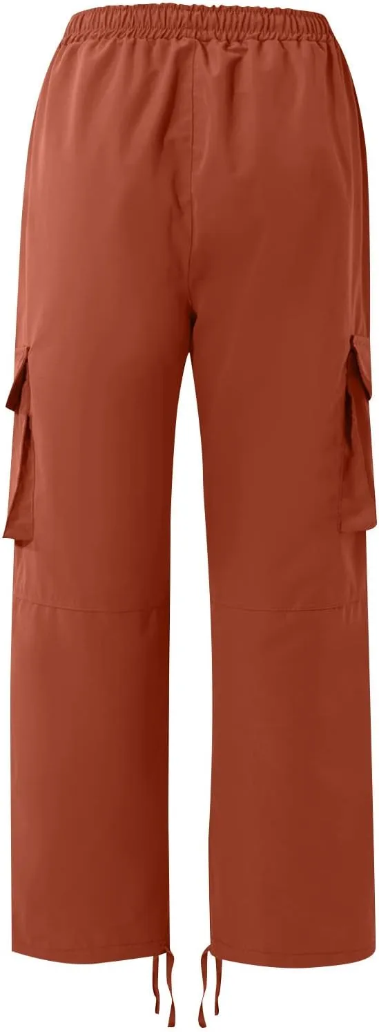 Mencomfy Cargo Pants Lightweight Outdoor Hiking Tactical Pants Palcomfy Elastic Waist Wide Leg Joggers with Pockets