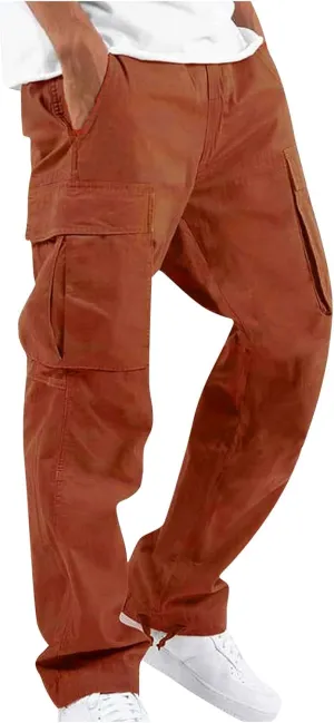 Mencomfy Cargo Pants Lightweight Outdoor Hiking Tactical Pants Palcomfy Elastic Waist Wide Leg Joggers with Pockets