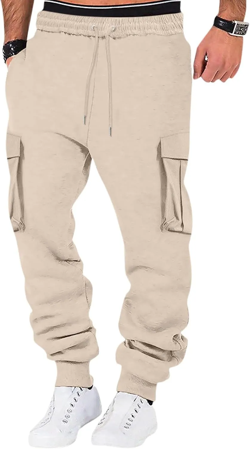 Men's Cargo Pants High Street Leisure Loose Sports Running Solid Color Lace Up Cargo Mens Outdoor Hiking Cargo Pants