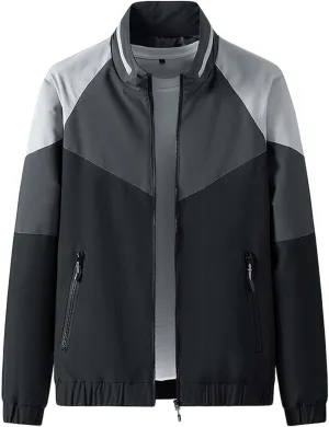 Men's Casual Baseball Jackets Lightweight Bomber Color Block Varsity Coat Spring Autumn Slim Thin Jackets with Jackets