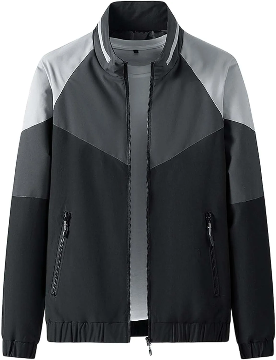 Men's Casual Baseball Jackets Lightweight Bomber Color Block Varsity Coat Spring Autumn Slim Thin Jackets with Jackets