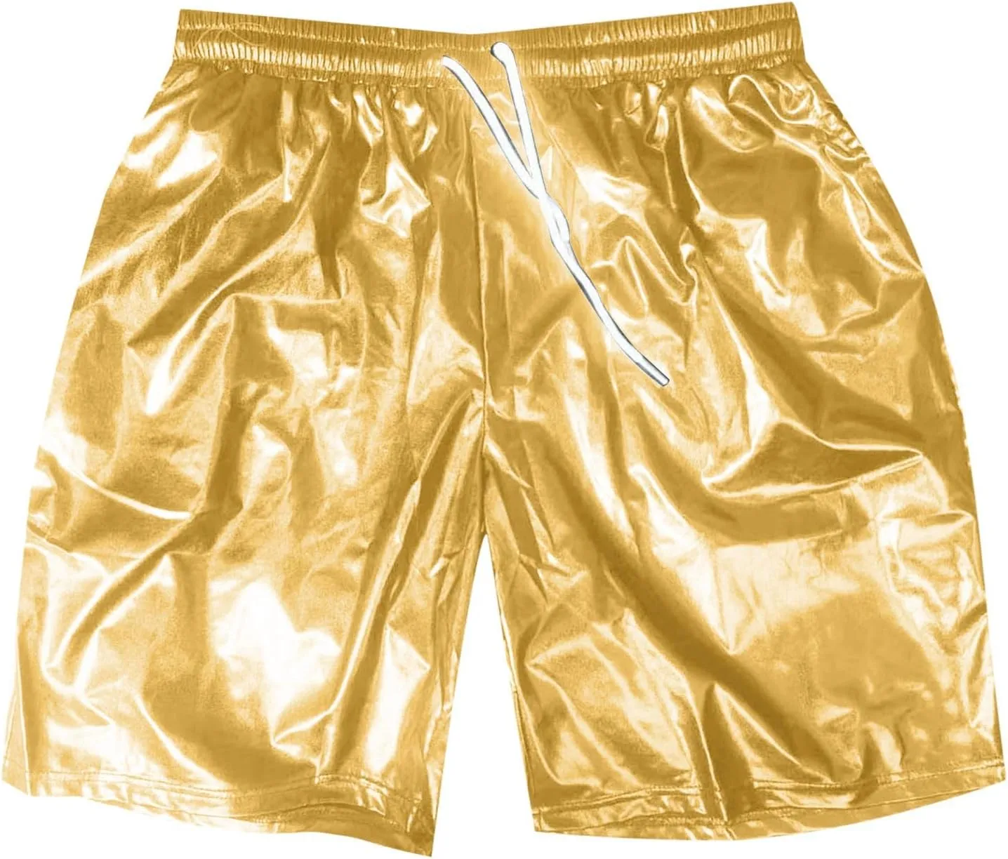 Mens Sexy Shorts Metallic Shiny Sparkly Hot Drawstring Short Pants with Pockets 2025 Trendy