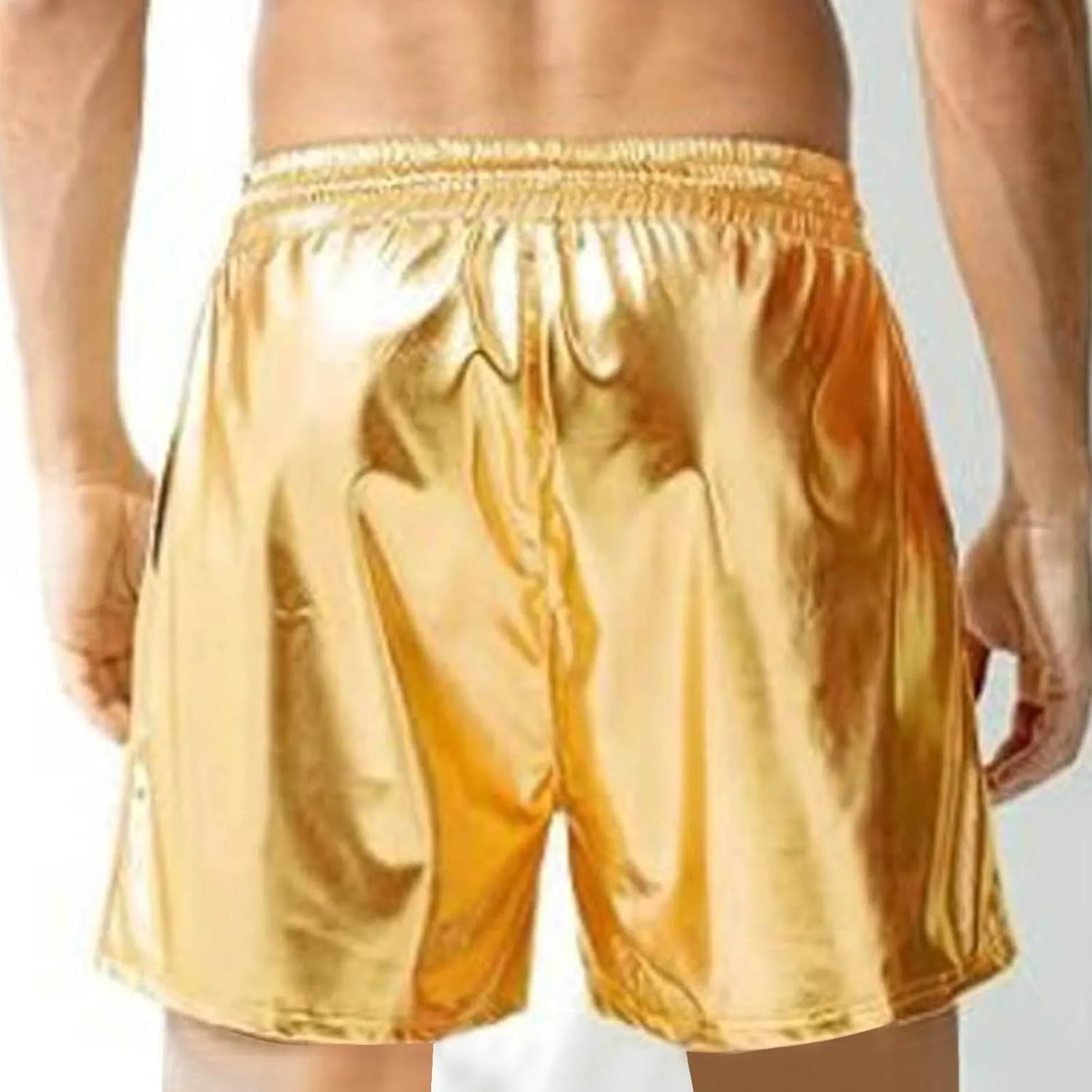 Mens Sexy Shorts Metallic Shiny Sparkly Hot Drawstring Short Pants with Pockets 2025 Trendy