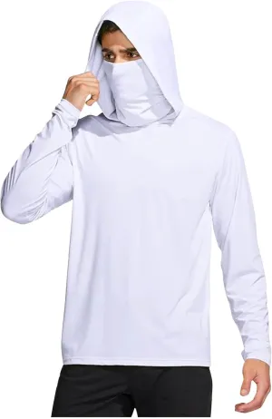 Men's UPF 50  Sun Protection Shirt with Mask Lightweight Long Sleeve Hooded Cooling Hiking Fishing Performance Shirts