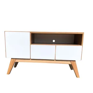 Mesa De TV Escandinavo Blanco Natural