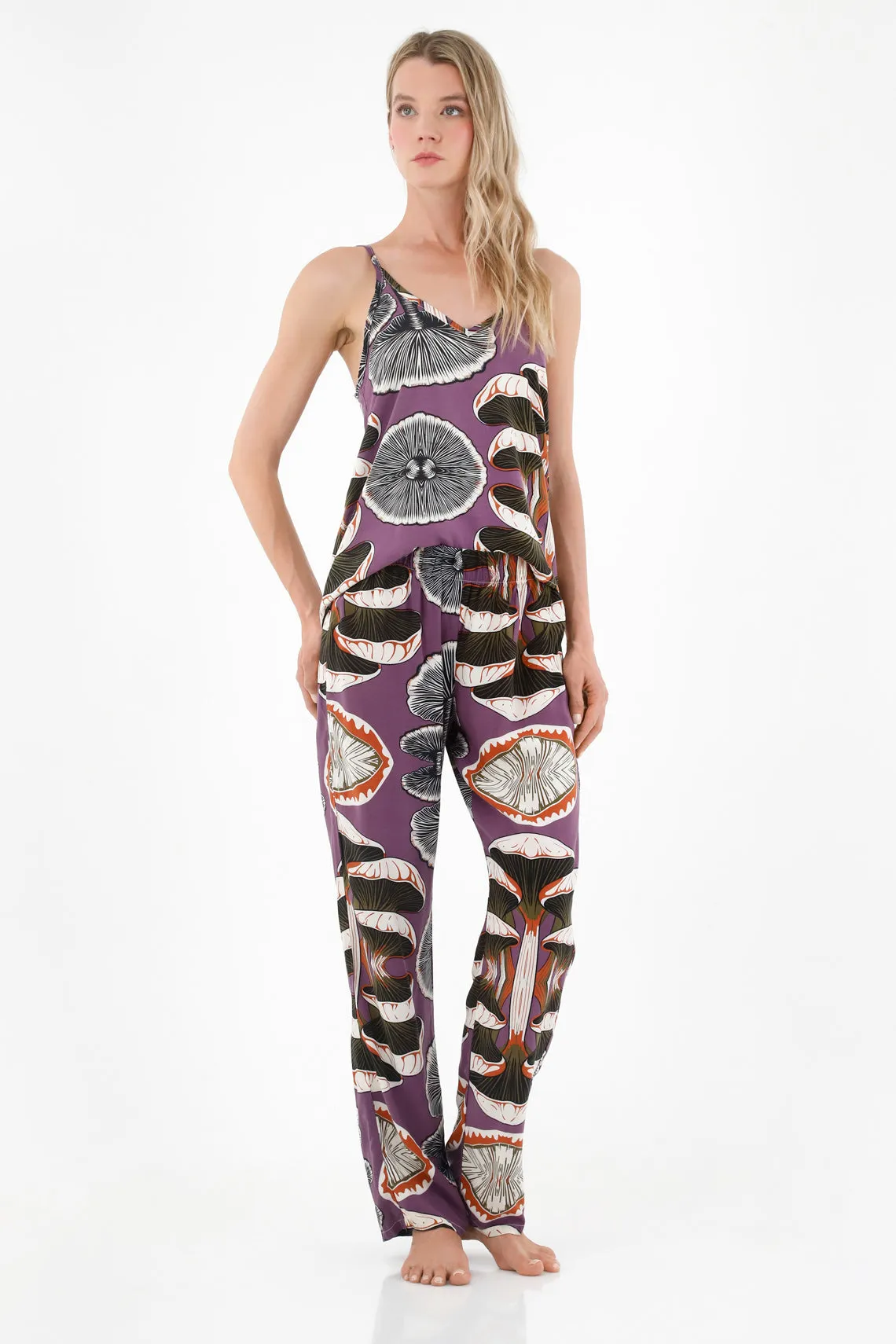 Pijama de pantalón estampada para mujer