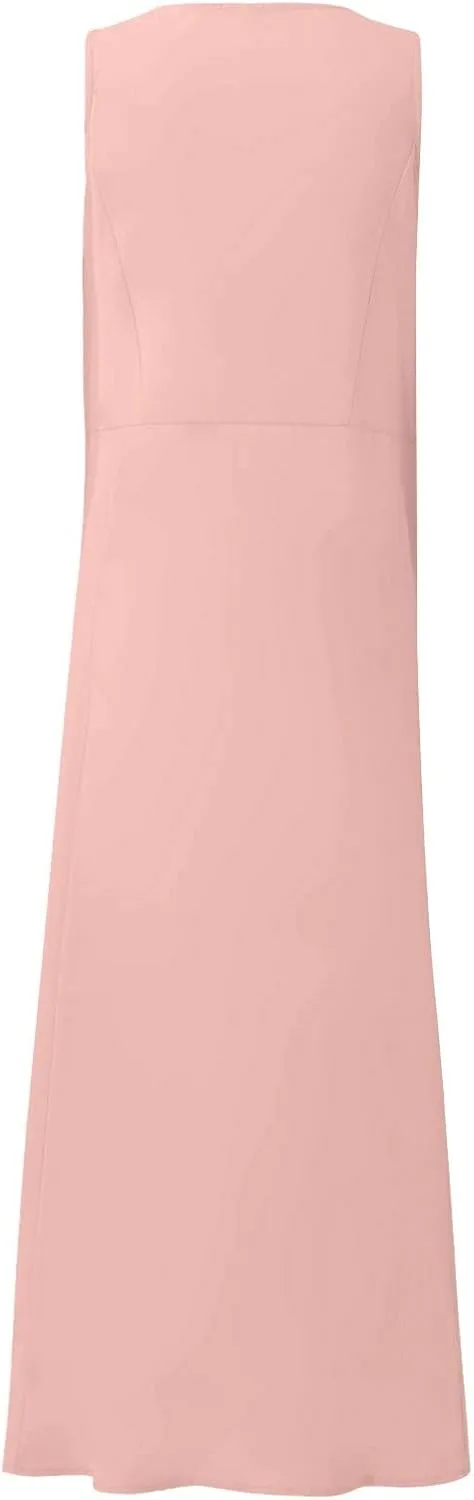 Plus Size Cotton Linen Summer Dresses for Curvy Women 2025 Sleeveless Maxi Vacation Beach Sundresses with Pockets