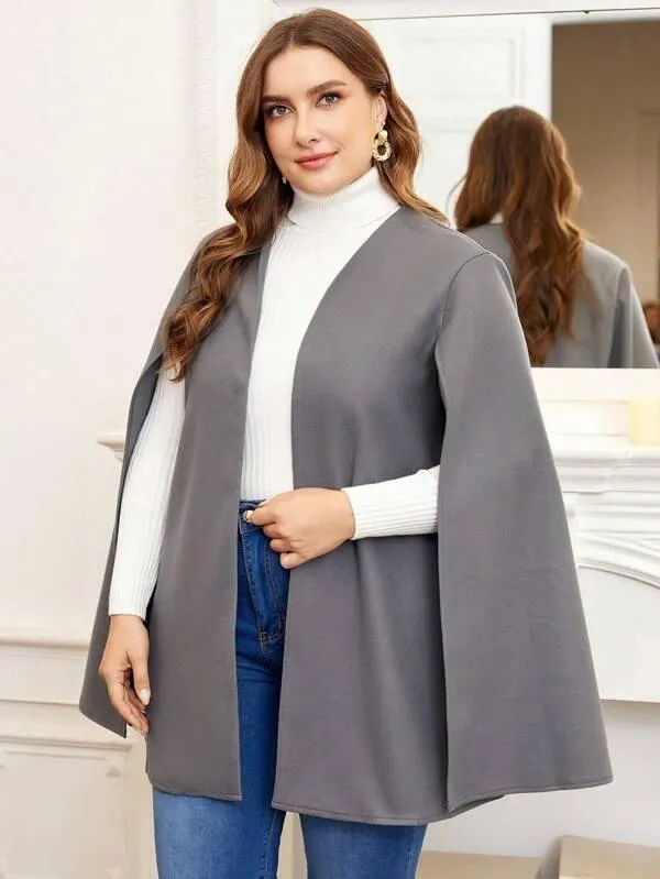 Sobretudo De Capa Aberta Plus Size - Kayla