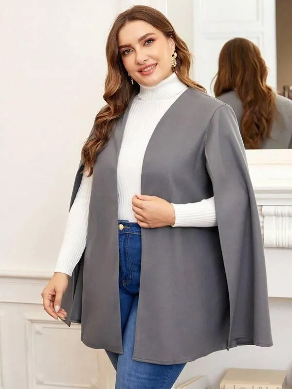 Sobretudo De Capa Aberta Plus Size - Kayla