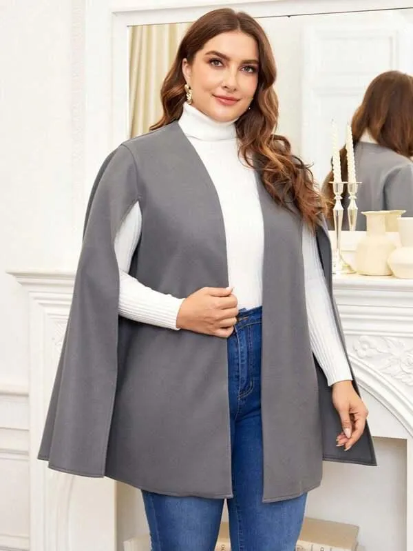 Sobretudo De Capa Aberta Plus Size - Kayla