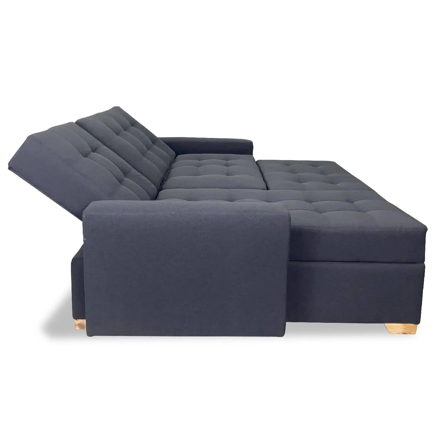 Sofa en L Cama Montecarlo Tela Gris Oscuro