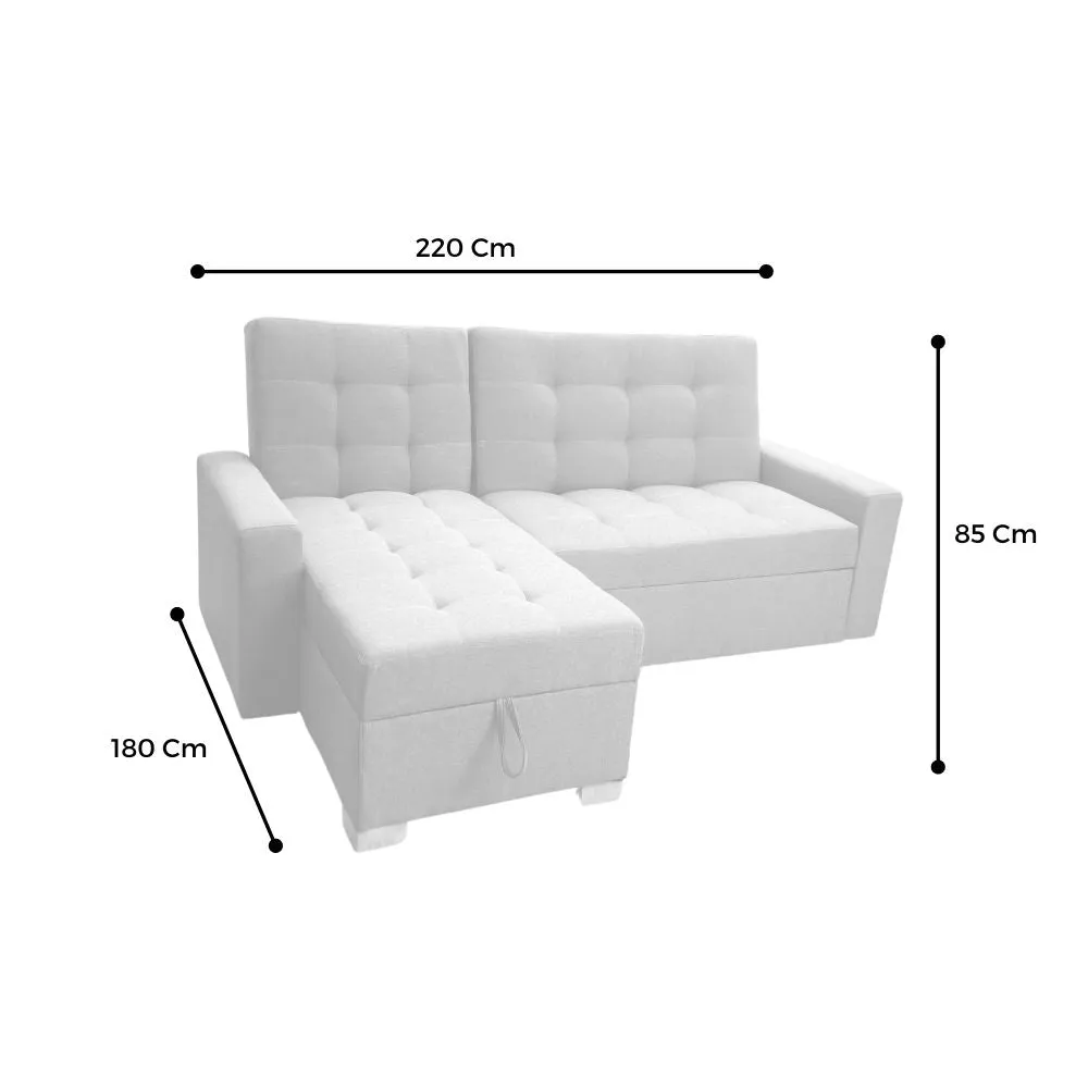 Sofa en L Cama Montecarlo Tela Gris Oscuro