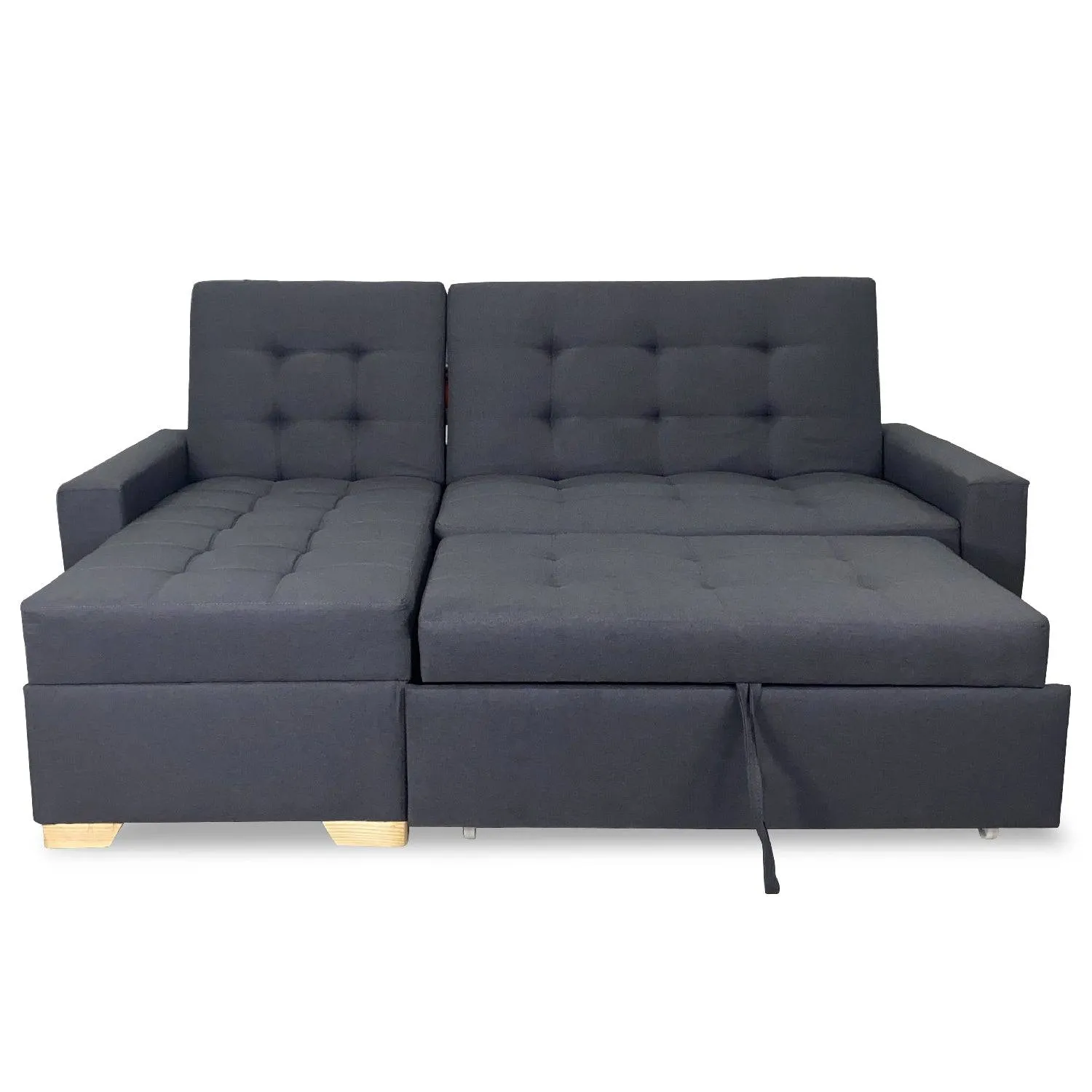 Sofa en L Cama Montecarlo Tela Gris Oscuro