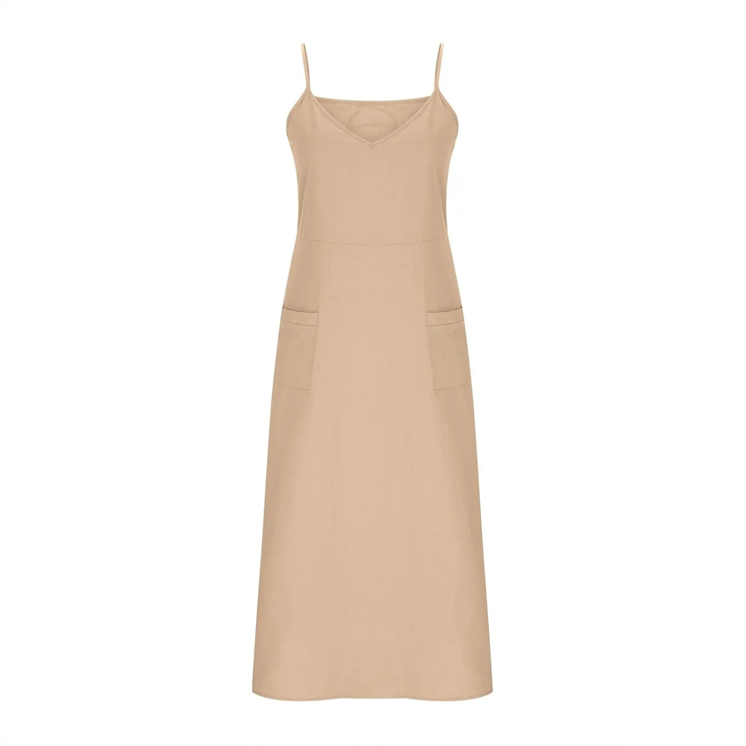 Summer Dresses for Women 2025 Trendy Adjustable Spaghetti Strap Slip Dress Flowy Maxi Linen Sundress with Pockets
