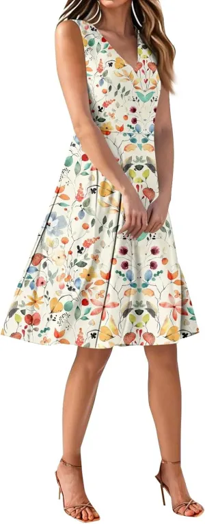 Summer Dresses for Women Casual Flowy Elegant Wedding Dress Ruffle Sleeveless Floral Dresses Sexy Midi Chiffon Dress
