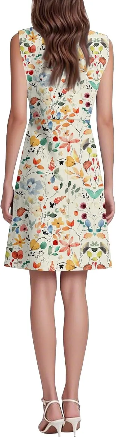 Summer Dresses for Women Casual Flowy Elegant Wedding Dress Ruffle Sleeveless Floral Dresses Sexy Midi Chiffon Dress