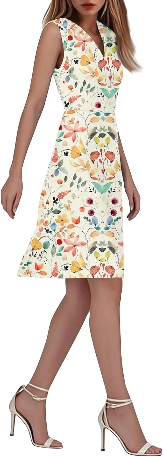Summer Dresses for Women Casual Flowy Elegant Wedding Dress Ruffle Sleeveless Floral Dresses Sexy Midi Chiffon Dress