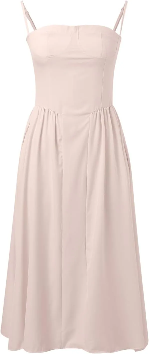 Summer Maxi Dresses for Women 2025 Loose Sleeveless Sundress Spaghetti Strap A-Line Flowy Vacation Maxi Long Dress